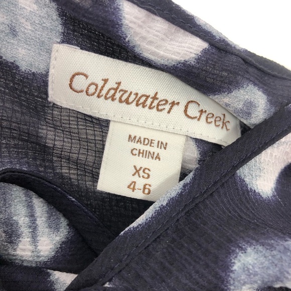 04 Navy Polka Dot Blouse Size 4-6 Tie Neck Sheer - Picture 9 of 10